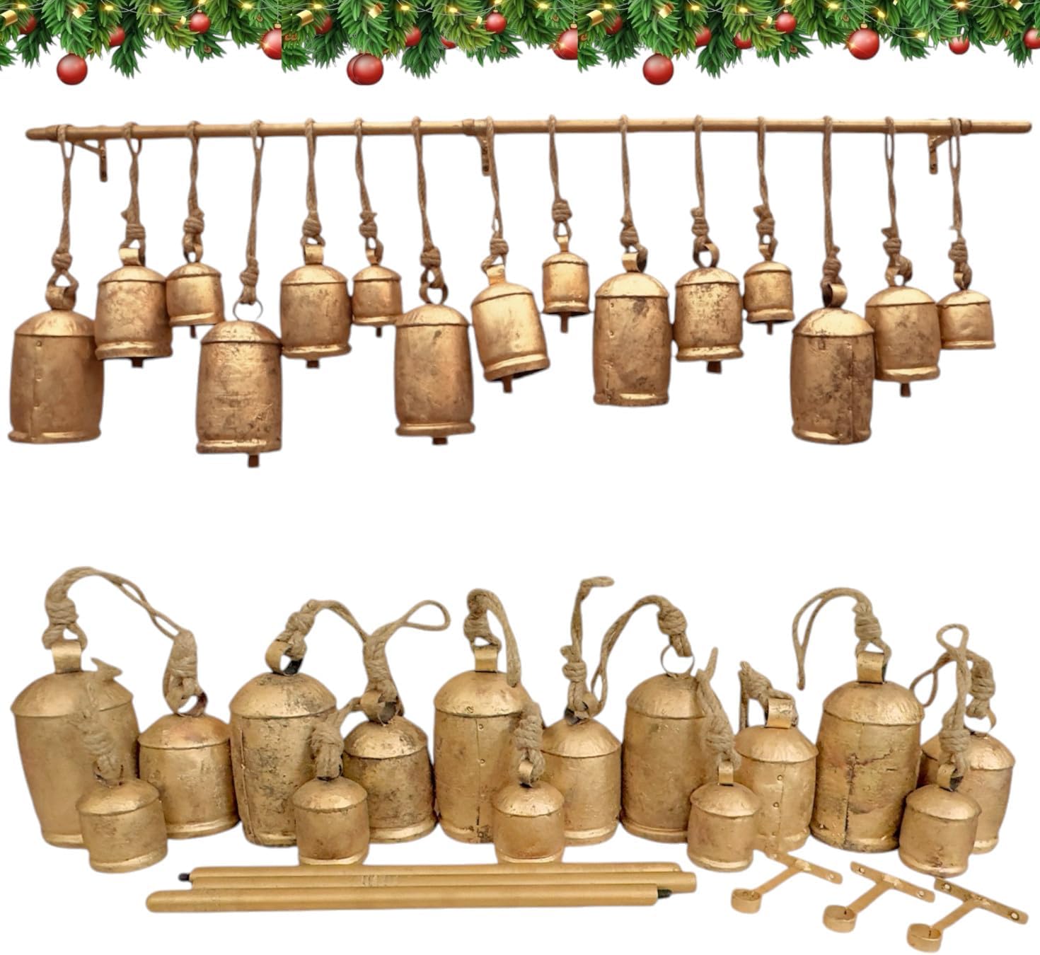 Christmas Stocking Hanging - Campane Natalizie Giganti Rustiche RW -