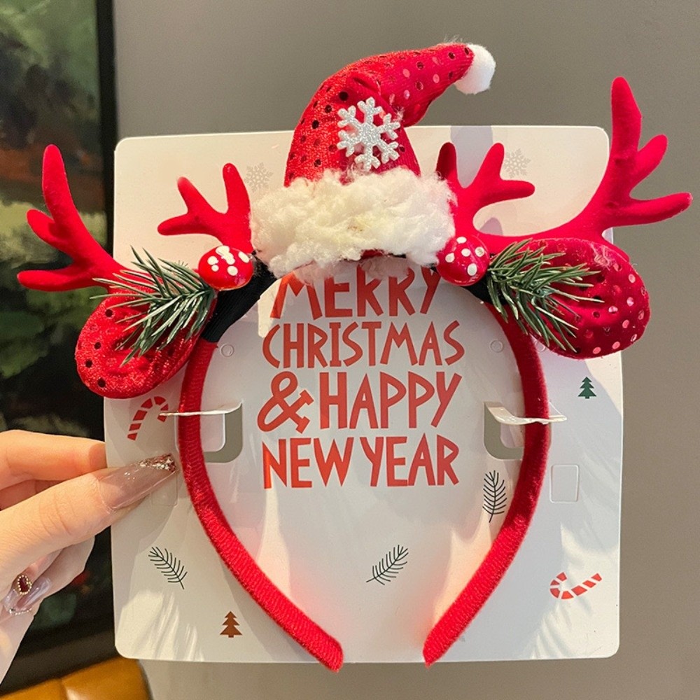 Reindeer Antlers Headband - Fascia per Capelli in Velluto Rosso