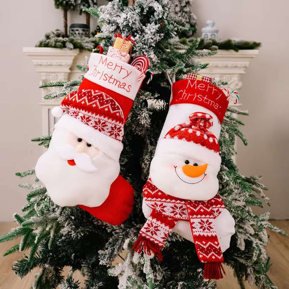 Christmas Stocking Hanging - 1 pezzo, calza di Natale 3D